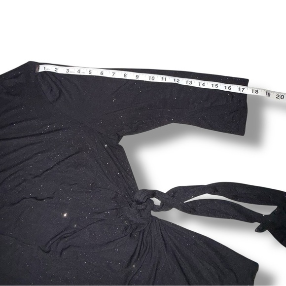 LANE BRYANT 3/4 Sleeve Foil Dot Side-Tie Blouse - Plus 14/16 Black - Picture 9 of 10